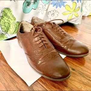 Brown Faux Leather Oxfords